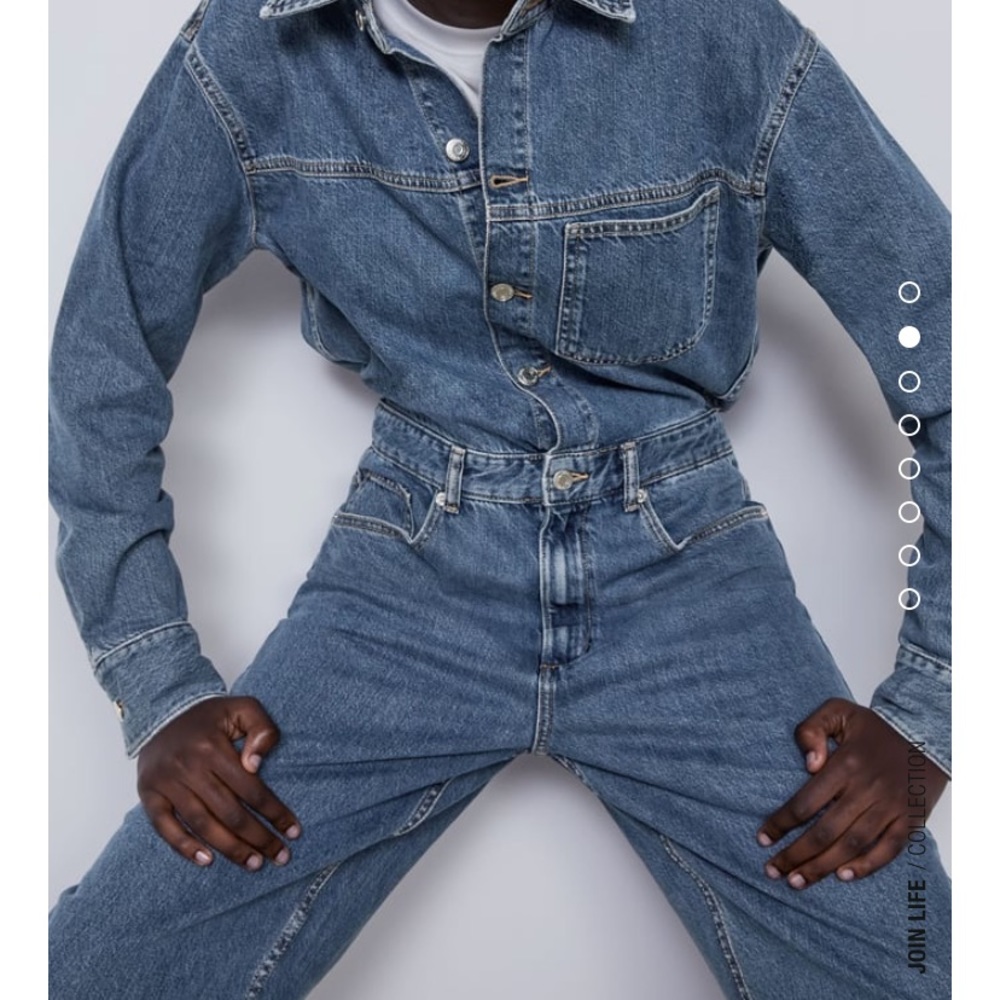 NWT Zara long denim blue jumpsuit - Picture 8 of 9